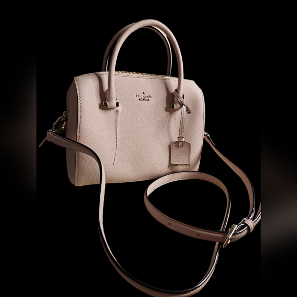NWOT Kate Spade Blush Pink Crosshatch Leather Satchel Handbag w/ Crossbody Strap - Picture 3 of 16